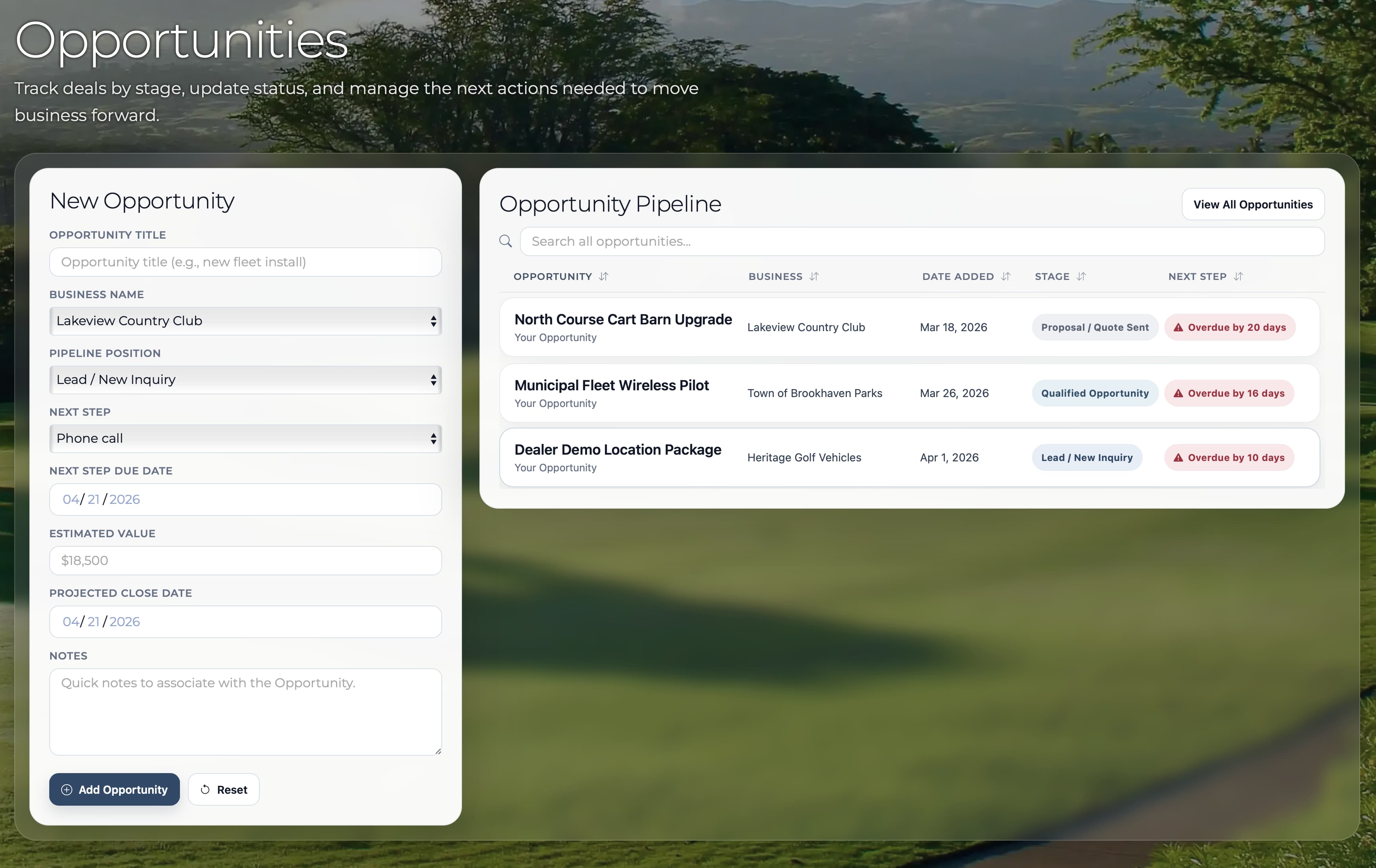 WiTricity CRM pipeline view
