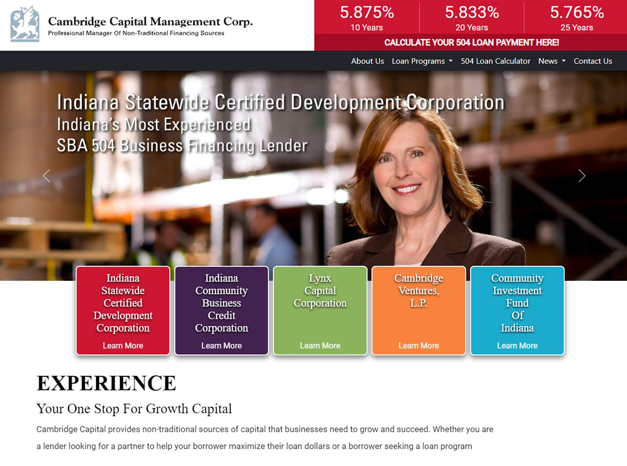 Corporate website design for financial services organization
